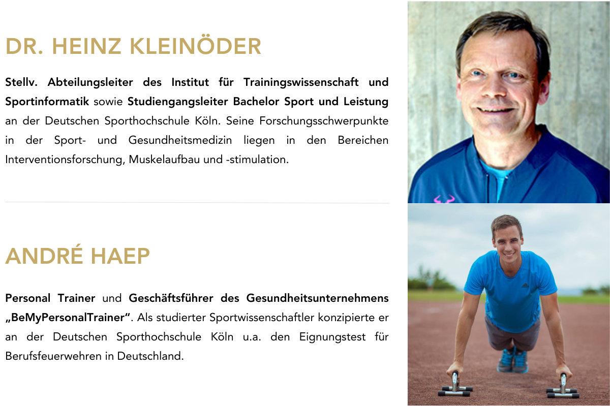 Portraits und Biografien von Dr. Heinz Kleinöder und André Haep.